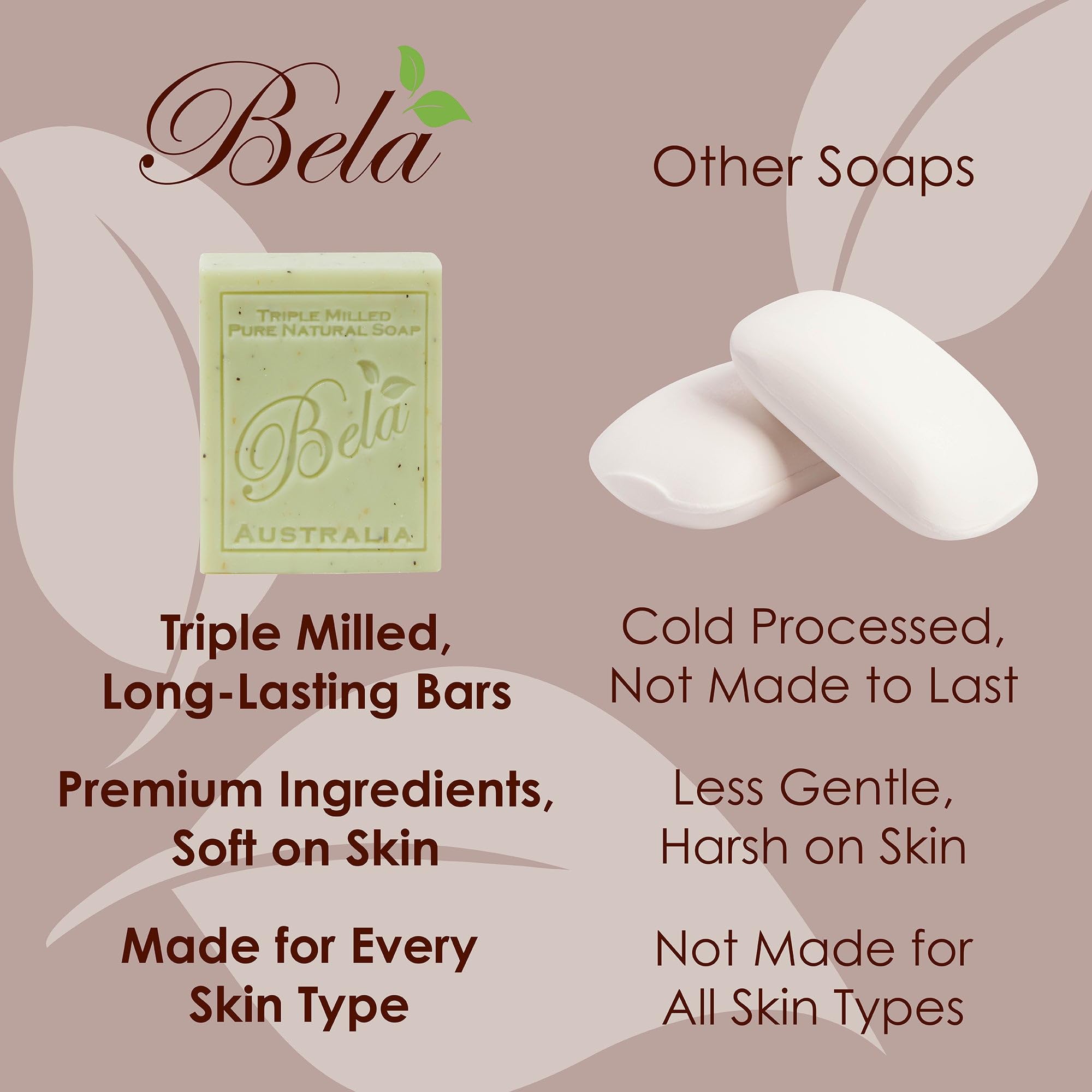 BELA Jabón variedad lavanda, efecto calmante para manos y rostro