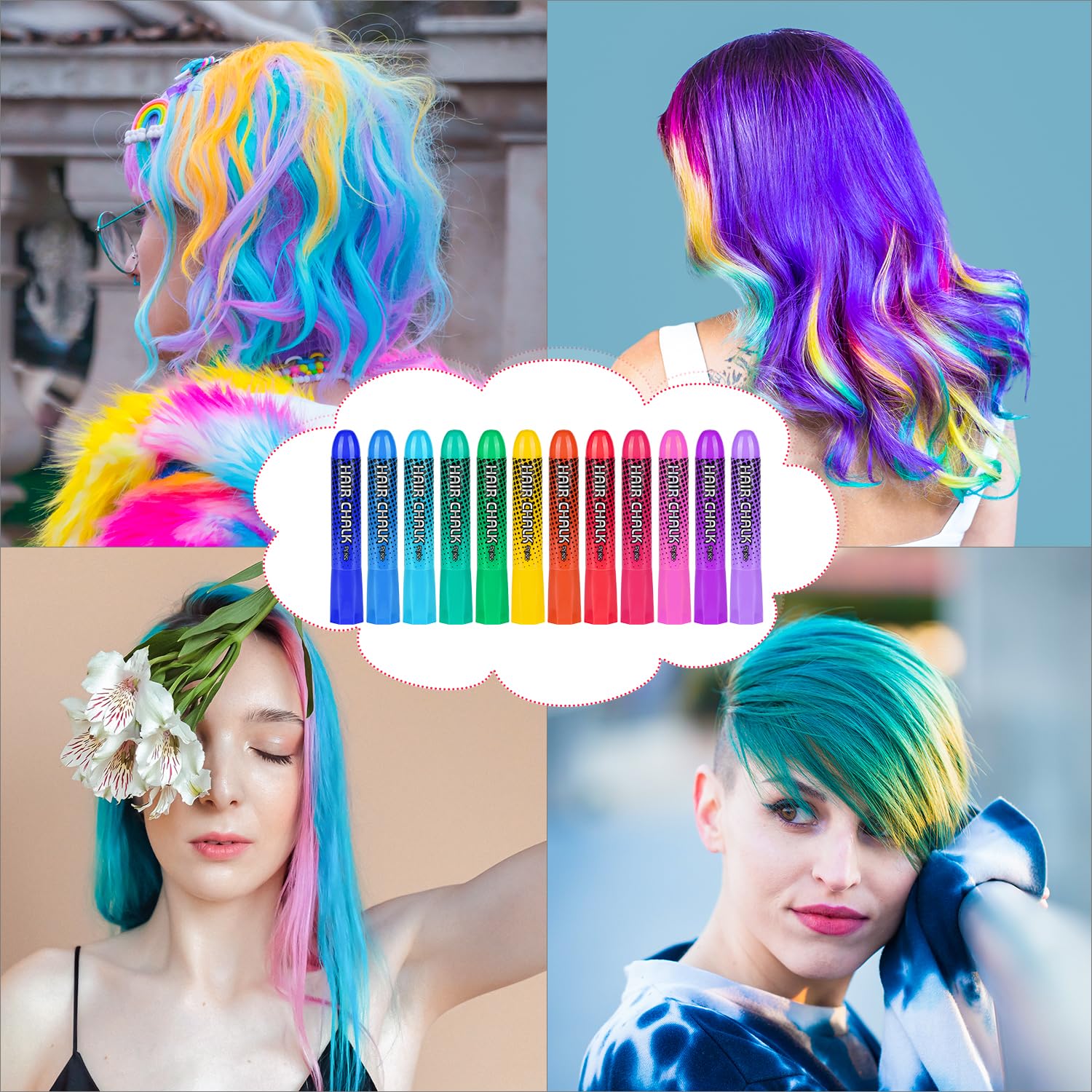 BELEZALIB Hair Chalk metallic shades add shimmer for party looks
