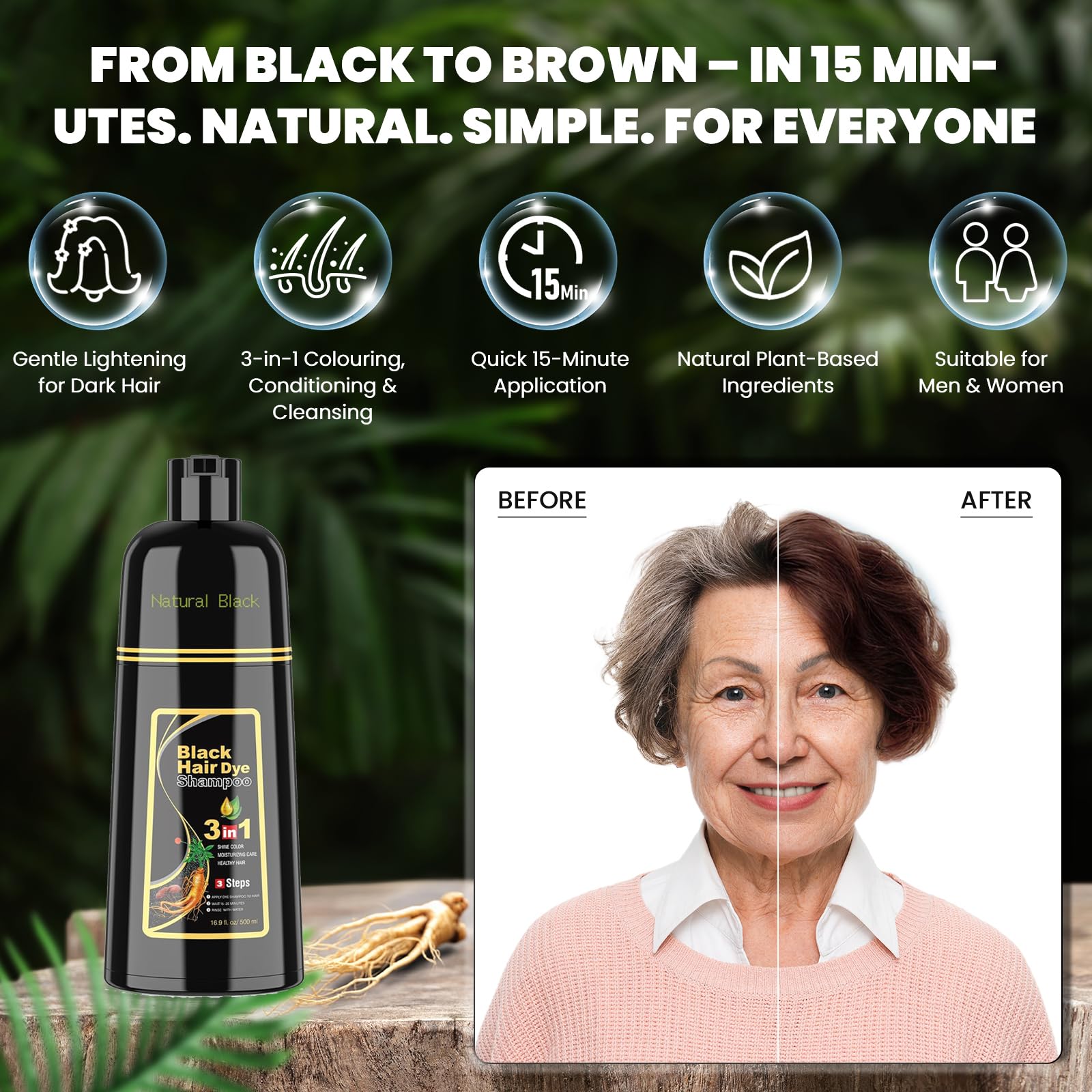 BELEZALIB Instant Black Hair Dye Shampoo applying gloves for safe mess-free at home color