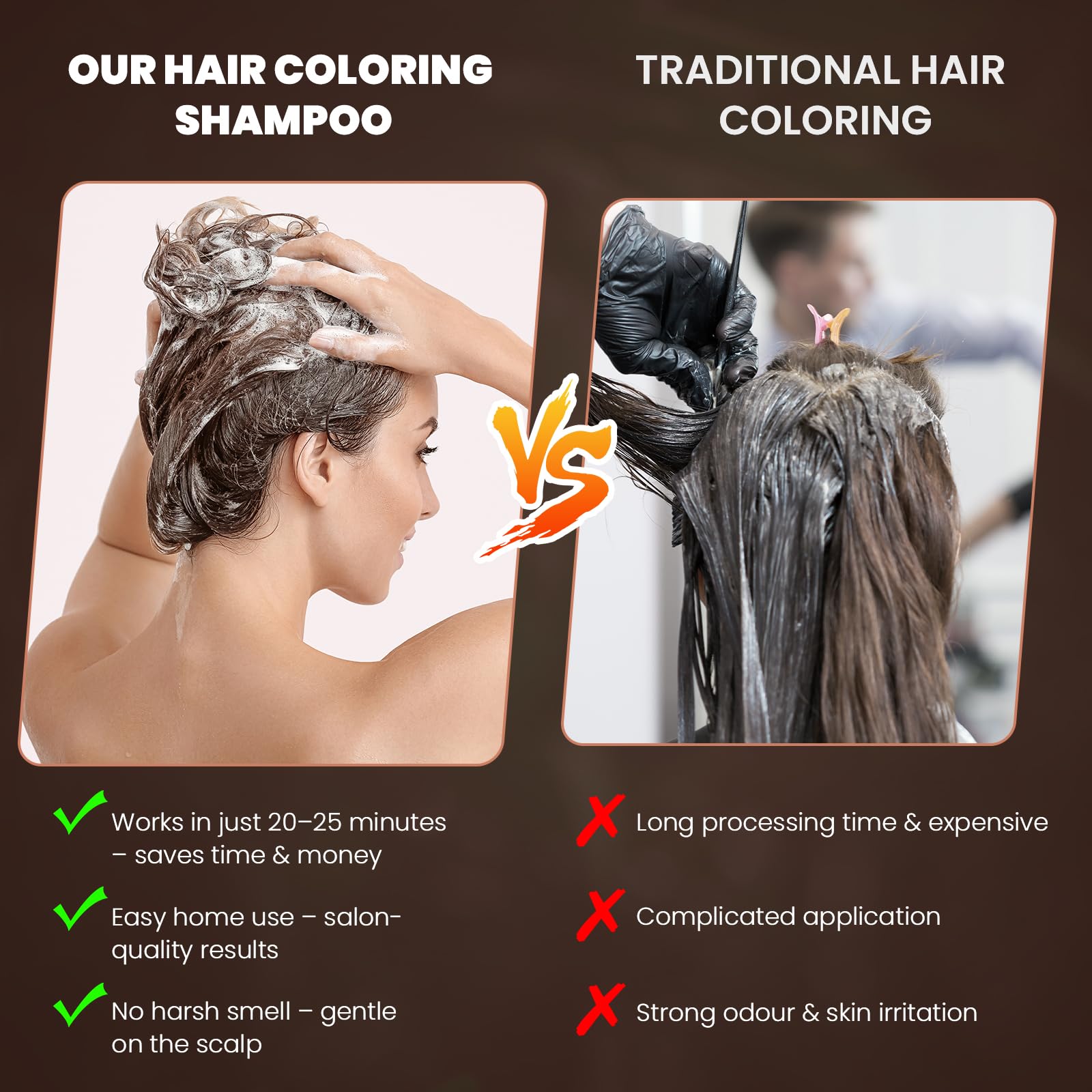 BELEZALIB Instant Black Hair Dye Shampoo before after shows dramatic gray coverage