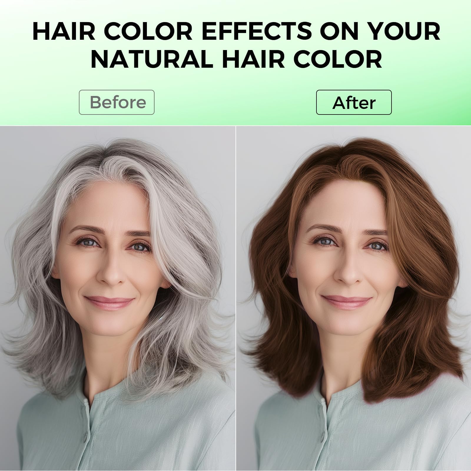BELEZALIB 3-in-1 shampoo with gloves demonstrates at-home color application.