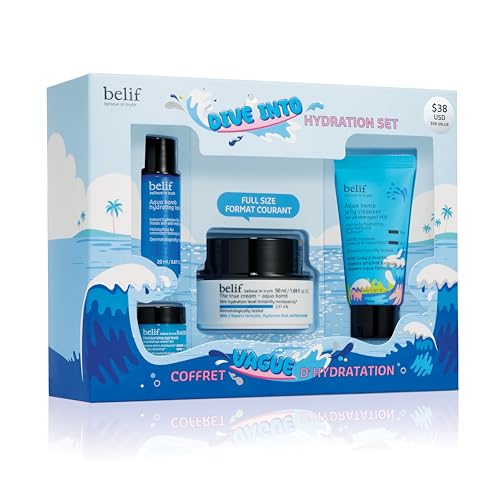 belif Aqua Bomb cream close-up shows lightweight gel hydration