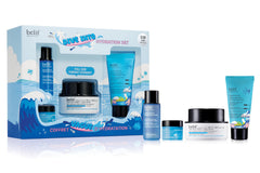 belif Aqua Bomb set packaging shows full hydration-focused skincare routine