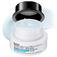 belif Aqua Bomb jar closeup highlighting gel texture for deep hydration