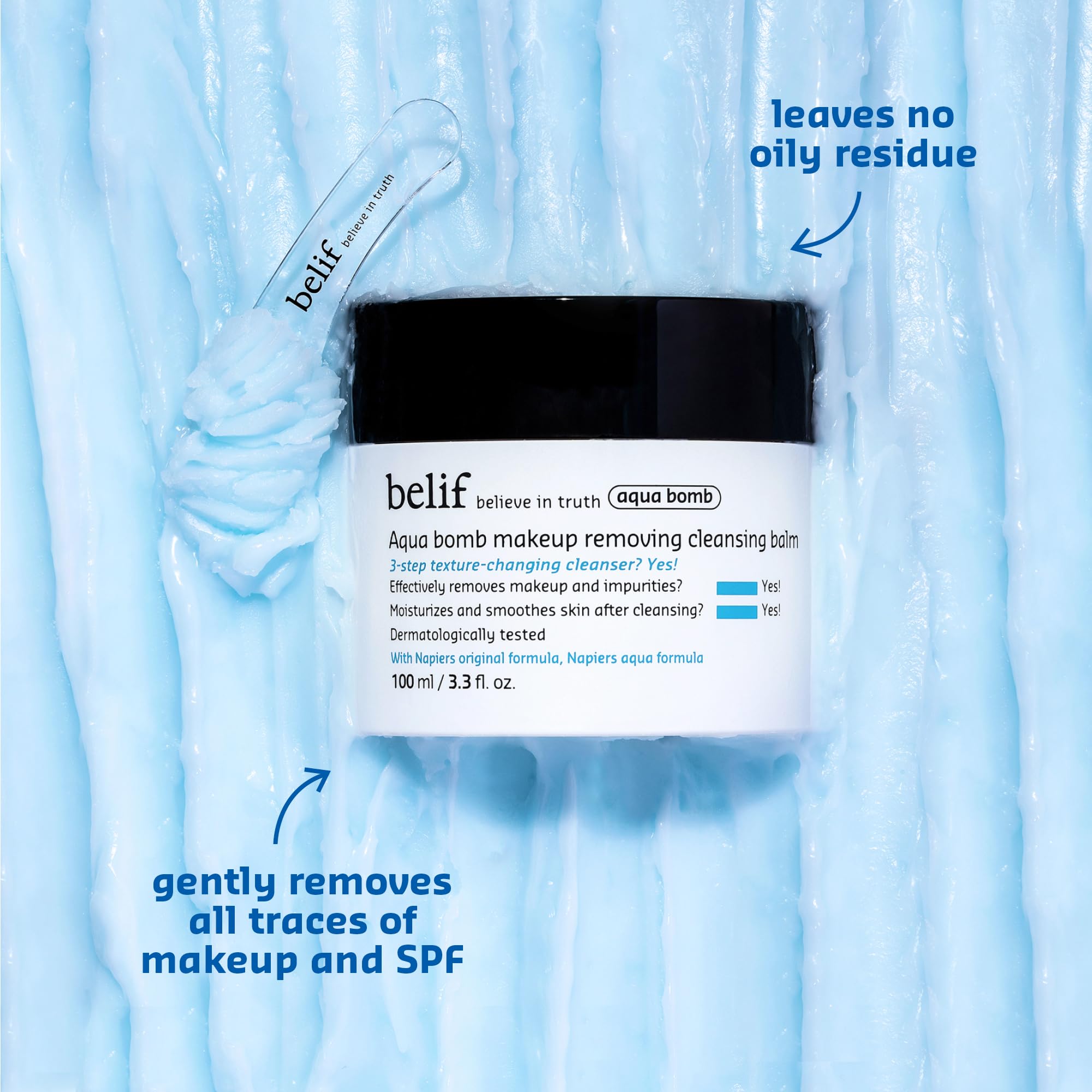 belif Aqua Bomb no oil residue finish screenshot implies refreshing skin after cleanse