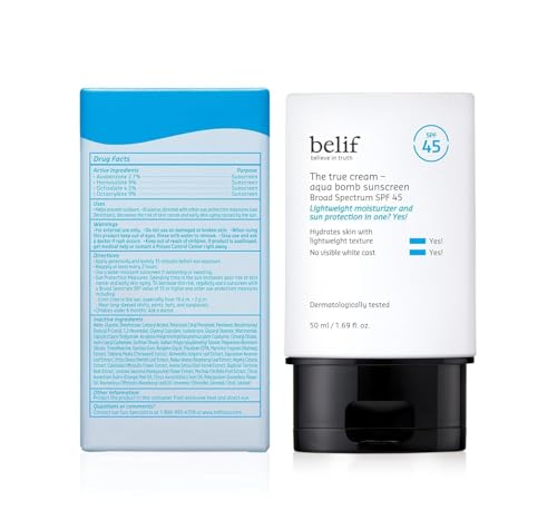 belif Aqua Bomb SPF45 ingredients highlight soothing actives and calming Cica