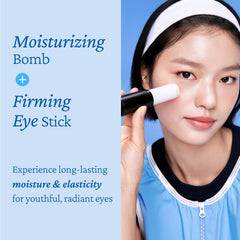 Belif Eye Bomb Stick in action delivers quick, non-sticky hydration around the eyes.
