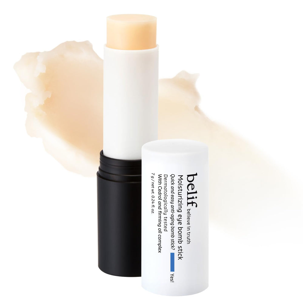 Belif Eye Bomb Stick outer packaging signals premium hydration for busy mornings.