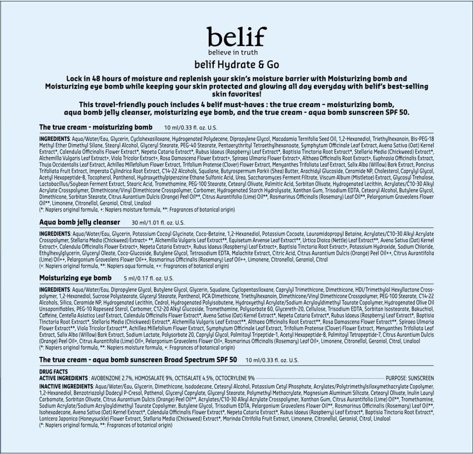 belif Hydrate & Go Kit moisturizer jar providing deep, long-lasting moisture