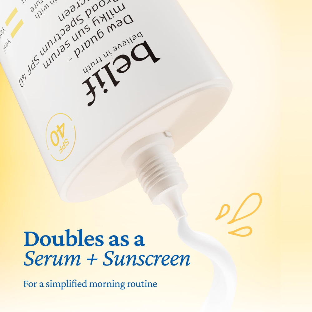belif Milky Niacinamide Sunscreen SPF 40 application shows sheer coverage