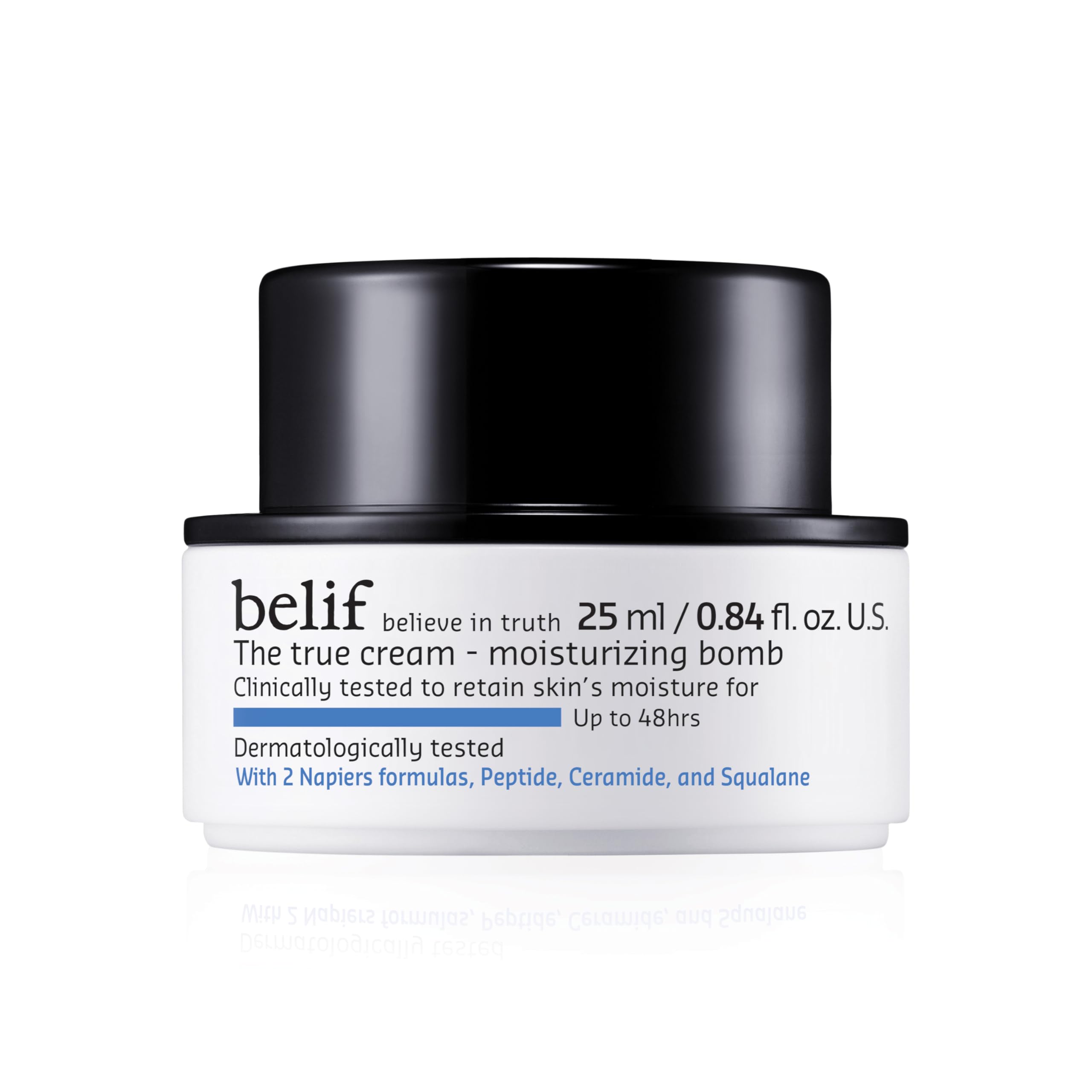 belif Moisturizing Bomb bottle front showing milky hydration for all day moisture.
