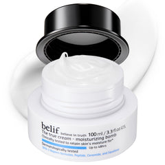 belif Moisturizing Bomb ceramide peptide squalane jar showcases rich hydration for plump skin