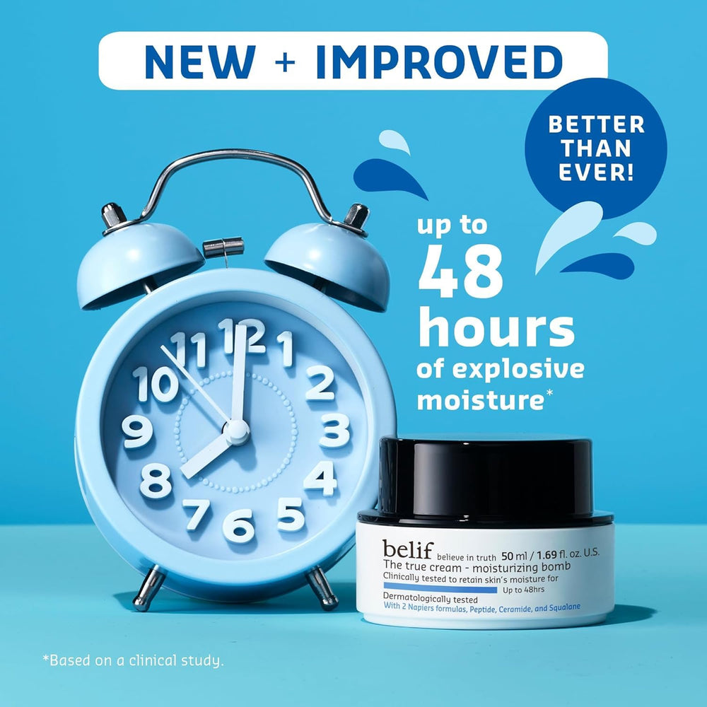 belif Moisturizing Bomb Cream 50ml delivers cushiony moisture for lasting comfort.