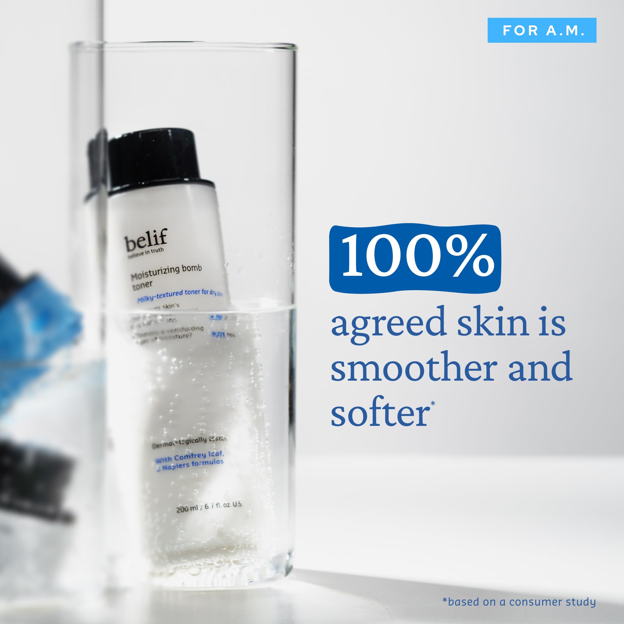 belif Moisturizing Bomb Toner ceramide illustration emphasizes moisture barrier support