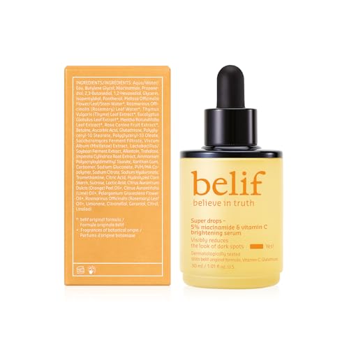 belif Niacinamide 5% & Vitamin C Super Drops packaging designed for daily use.