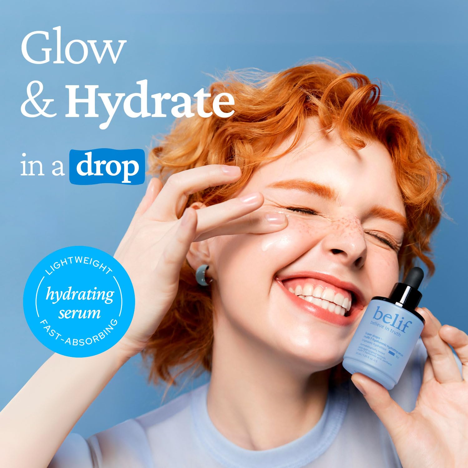 belif Super Drops dropper releasing hydrating serum for dewy, plump skin