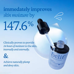 belif Super Drops serum on skin under bright light highlighting glow