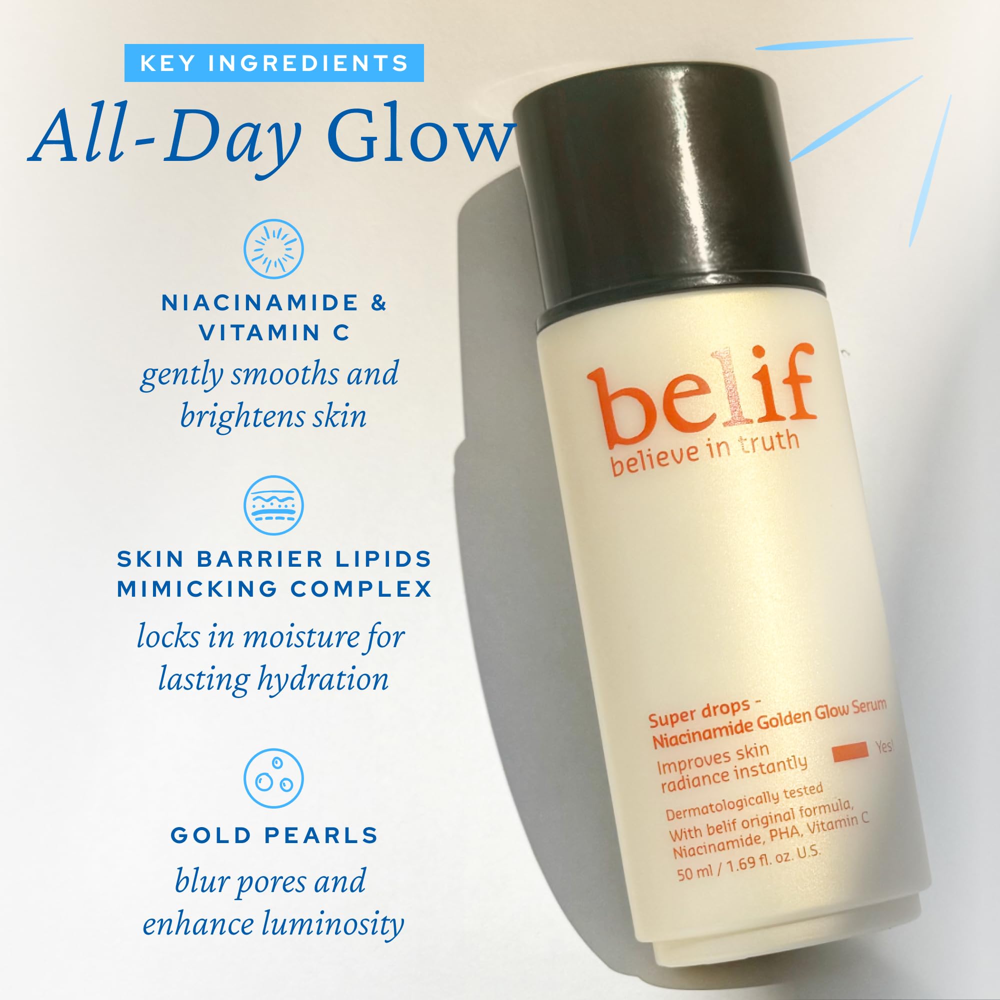 Packaging shot of Belif Vitamin C Golden Glow Serum branding.