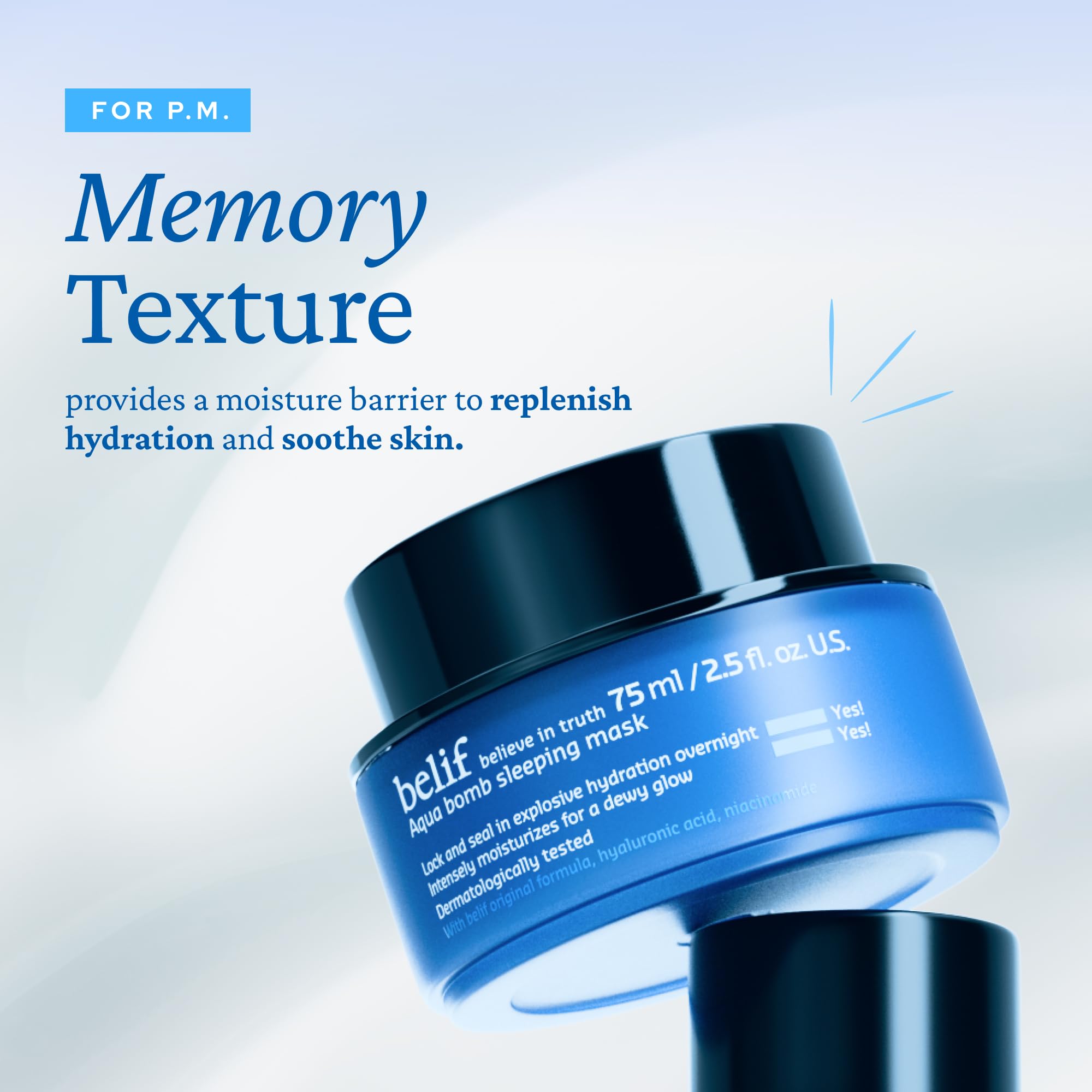 Belif Vitamin E Jelly on skin glow indicates plump, refreshed complexion by morning