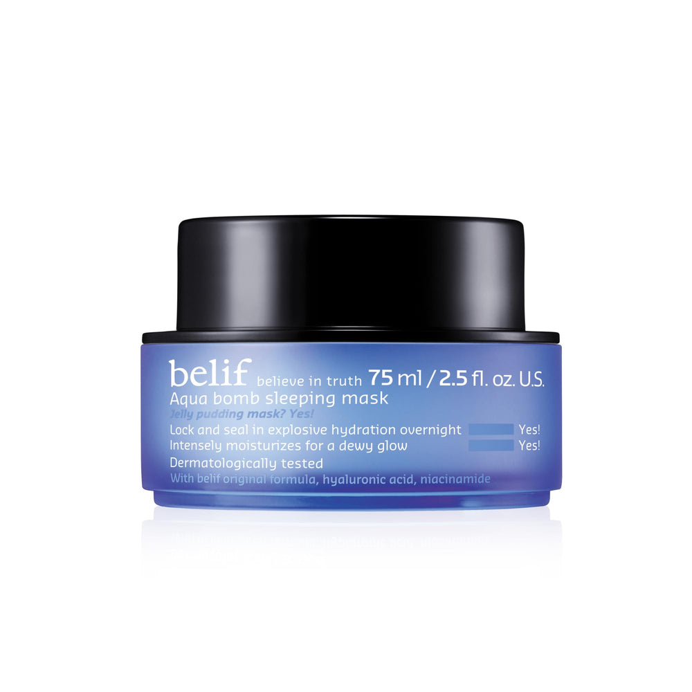 Belif Vitamin E Jelly Overnight Mask jar showcases plush hydration texture for skin overnight