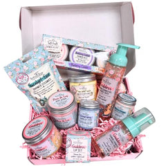 Bella and Bear Mystery Box pink packaging shows a gift-ready unboxing experience for self-care lovers