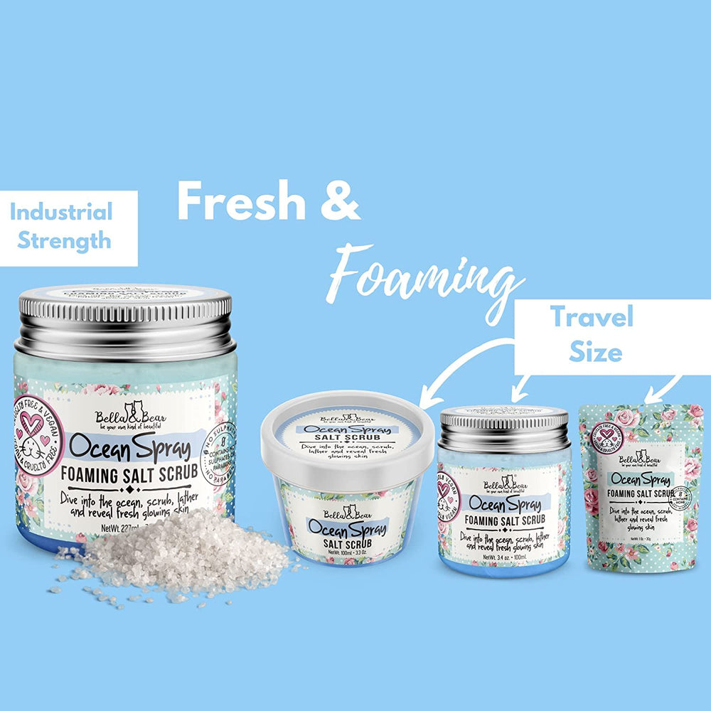 Vegan cruelty-free emblem on Bella & Bear Ocean Spray packaging