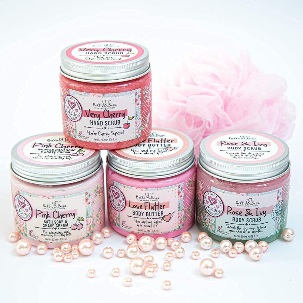 Bella & Bear Very Cherry Hand Scrub eco packaging made from recycled plastic