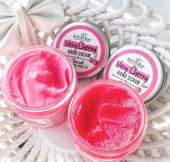 Bella & Bear Very Cherry Hand Scrub lathering to remove dry skin without harsh scrubbing