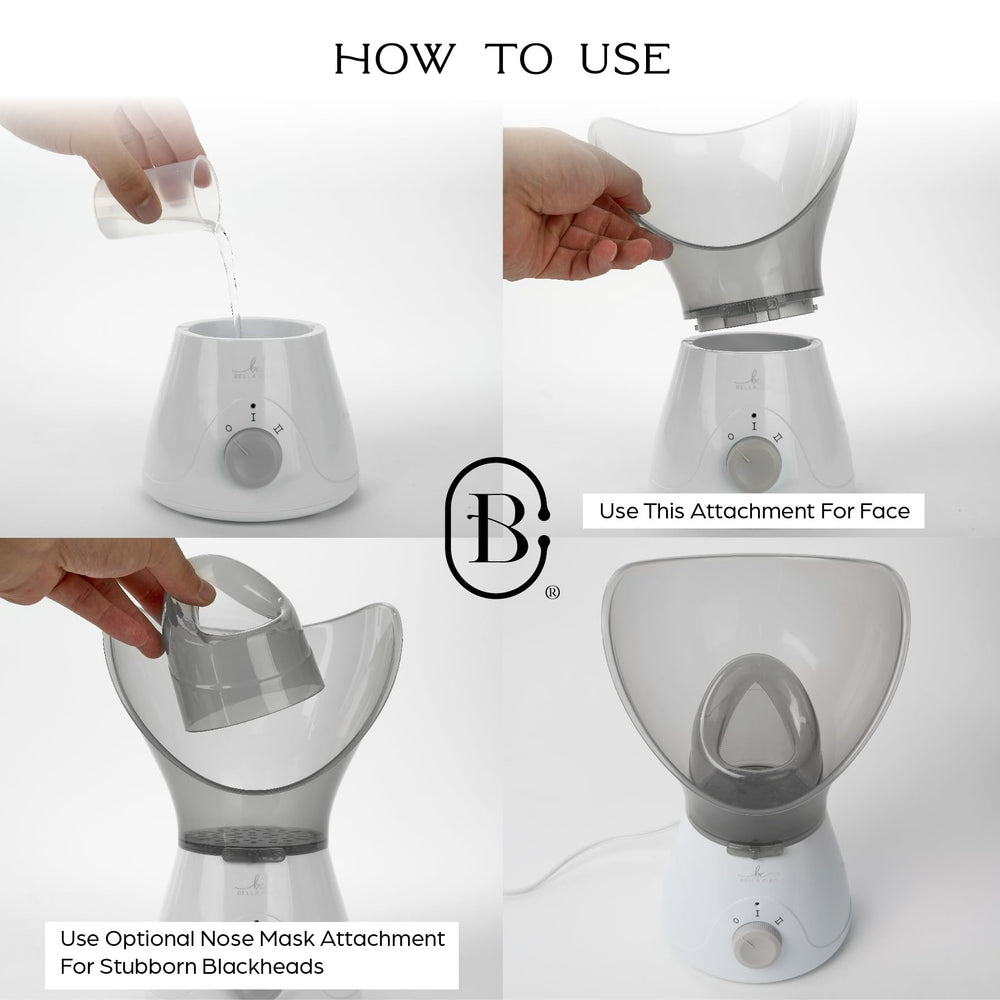 Bella Ciao relaxing self-care session with steamer promotes soothing skincare ritual.