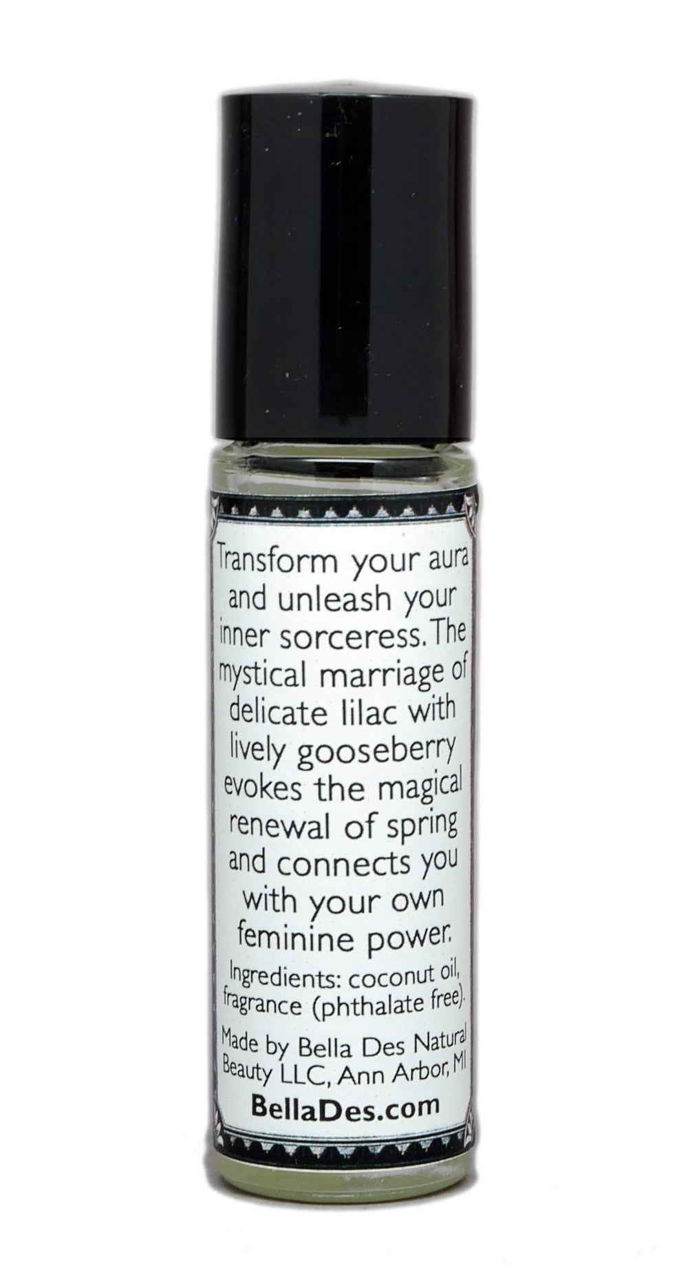 BELLA DES NATURAL BEAUTY Lilac Gooseberry roll-on application showing easy on-skin use.