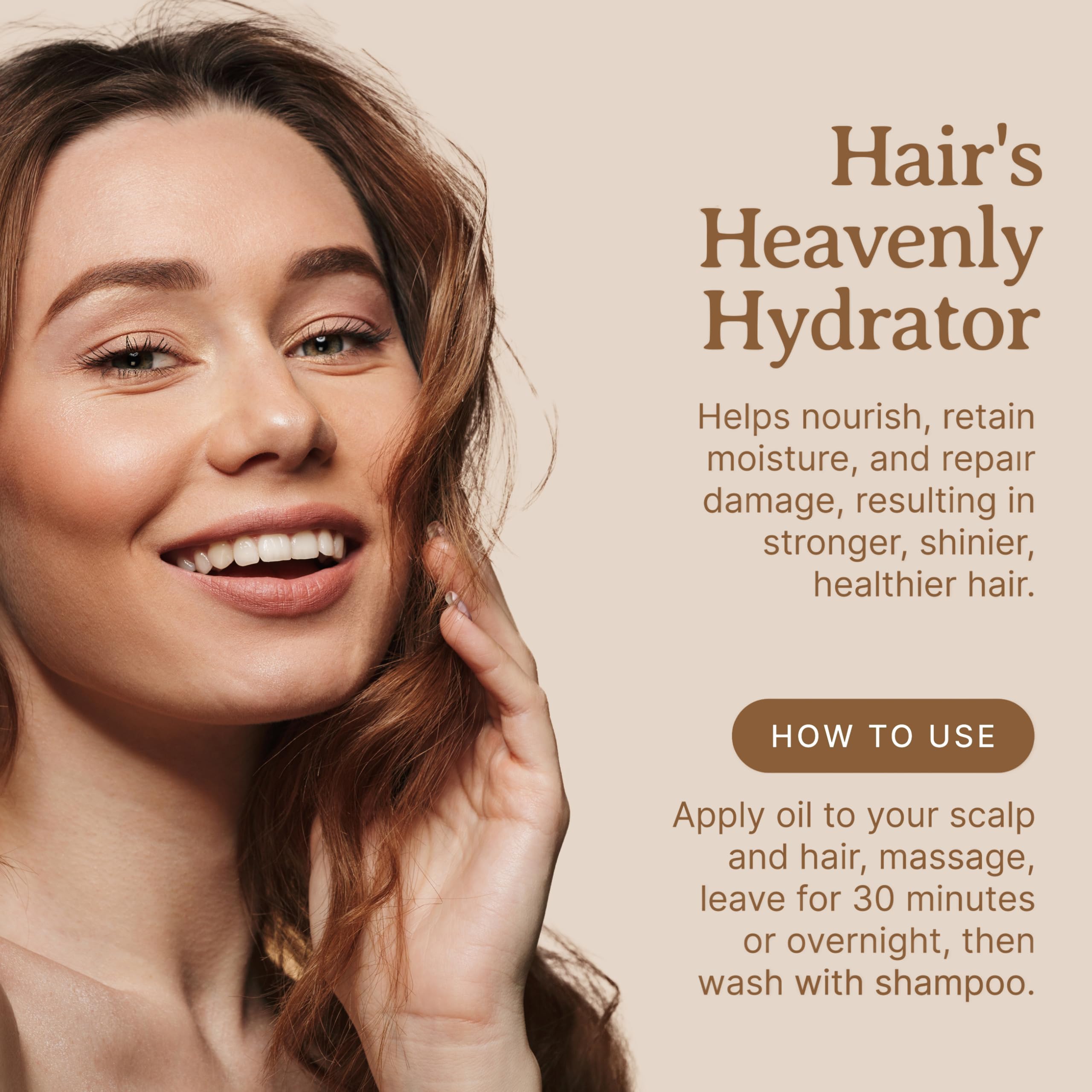 Bella Terra Oils hair care use showing light coconut oil on ends.