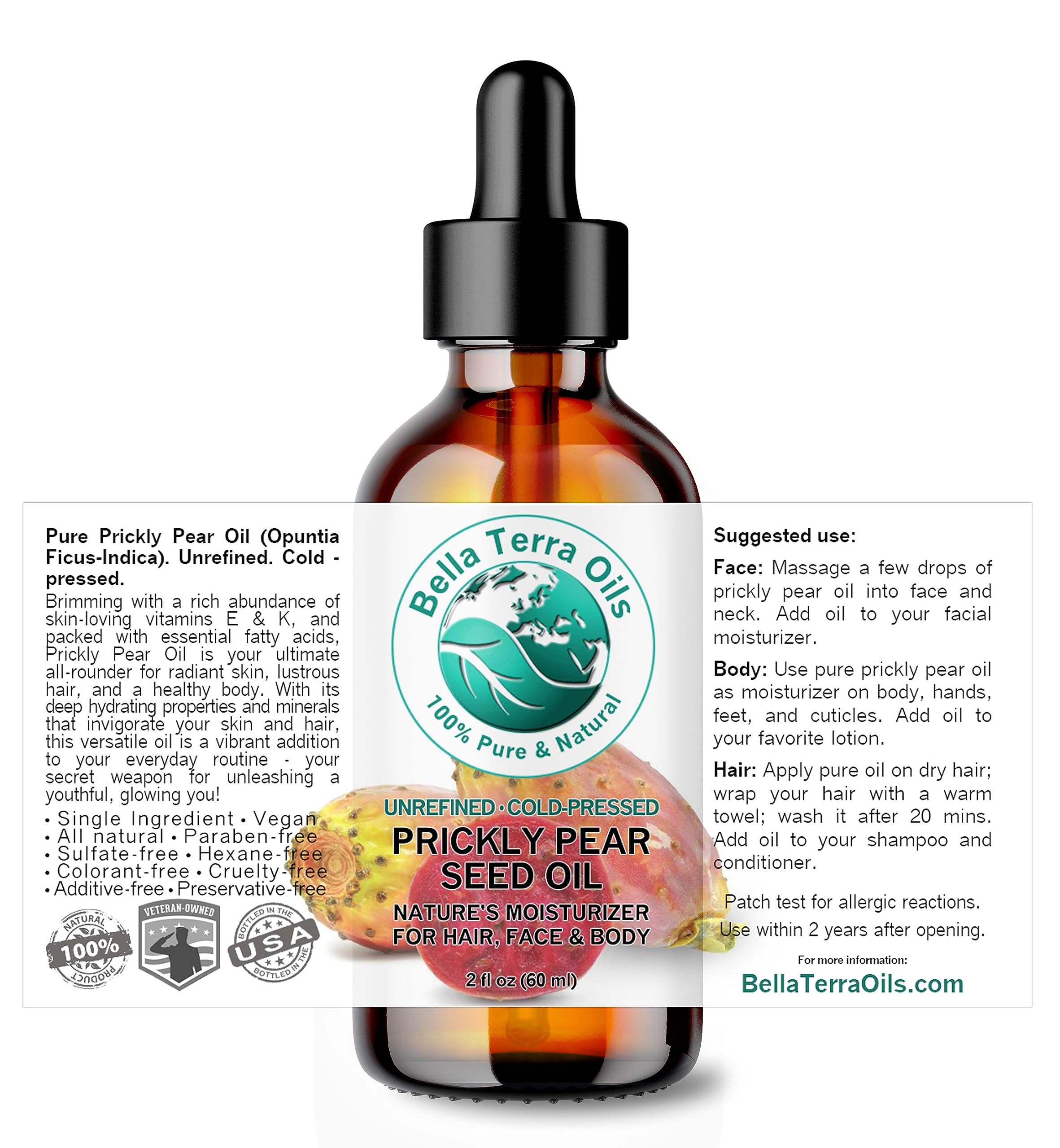 Bella Terra Oils prickly pear seed oil shows golden hues for radiant skin