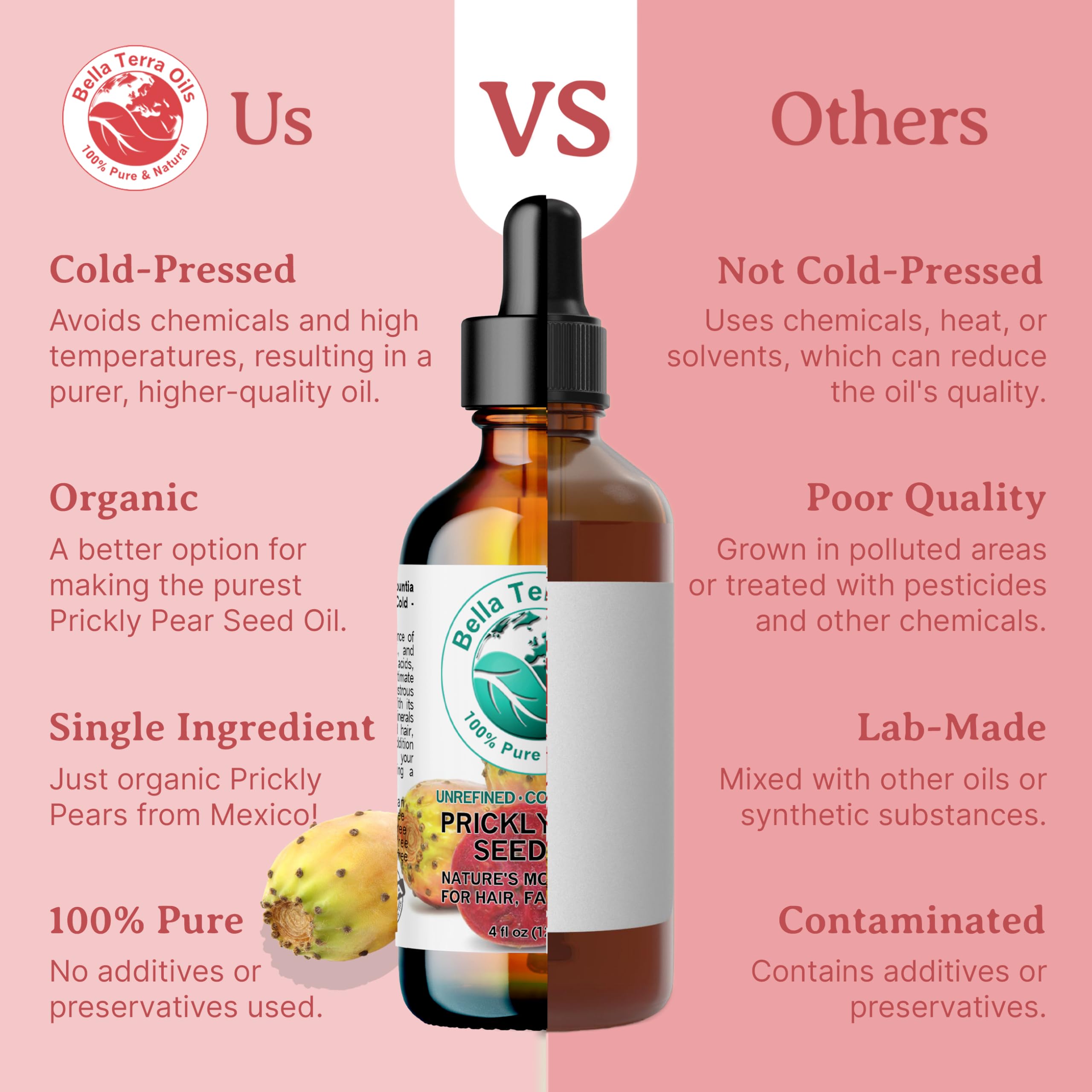 Bella Terra Oils prickly-pear-seed-oil-packaging signals premium, veteran-owned brand quality
