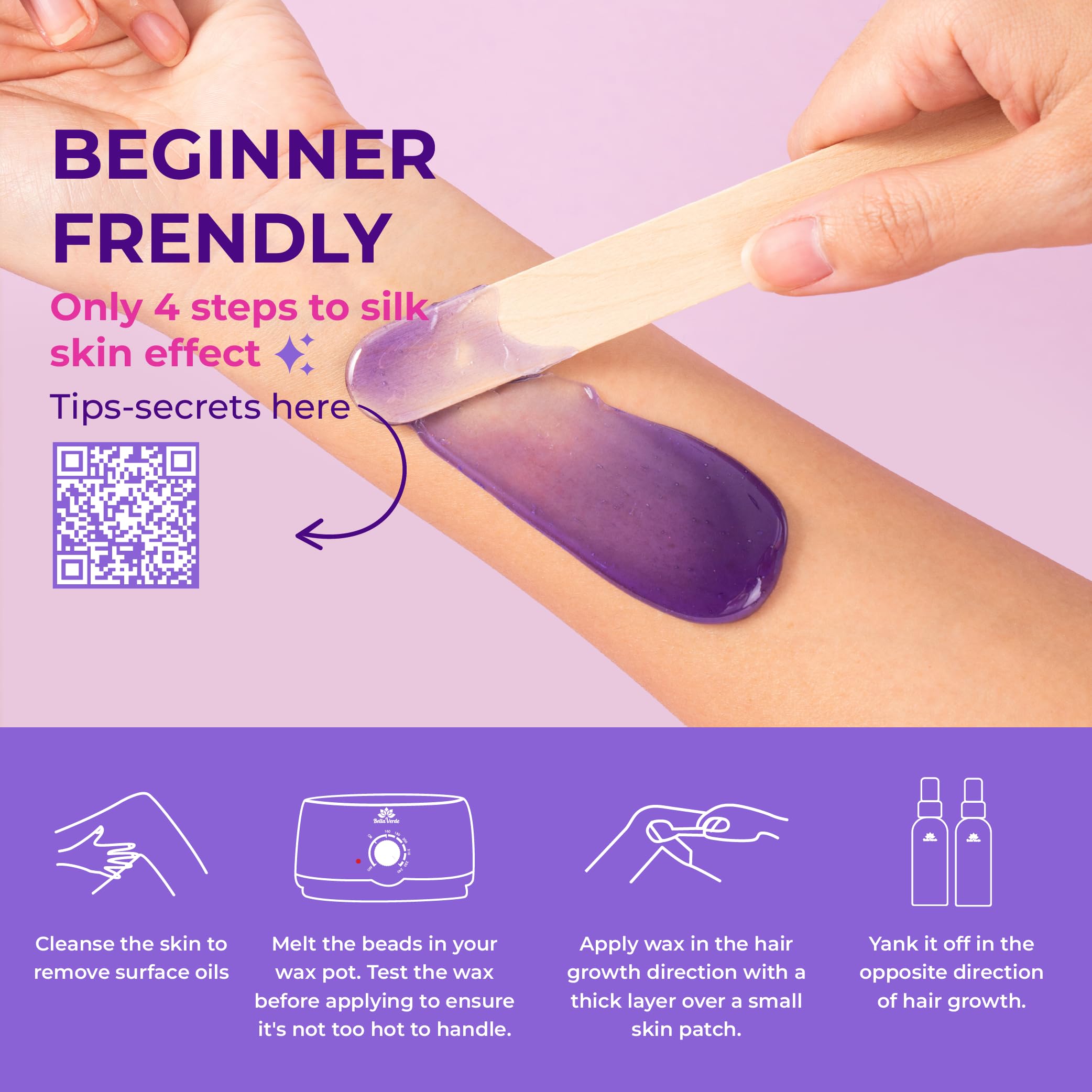 Bella Verde leg waxing scene illustrates comfortable hair removal on legs.