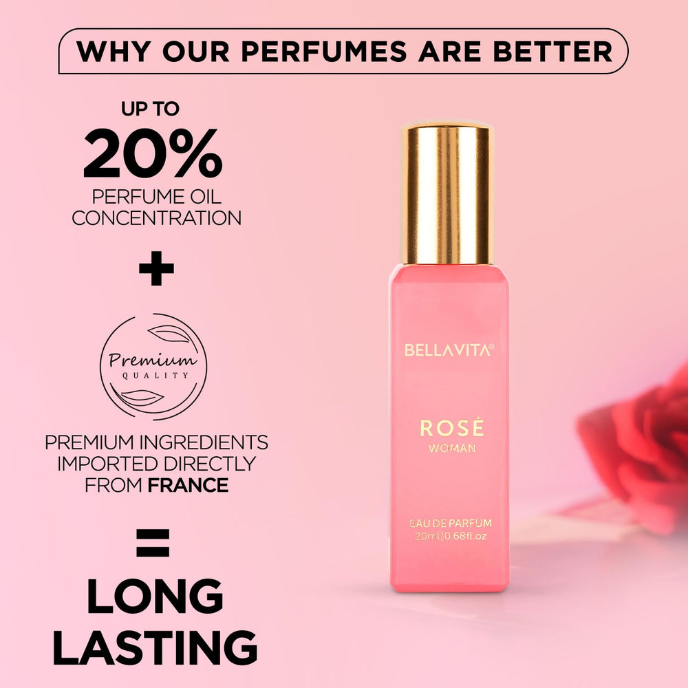 BellaVita Luxury Rose 20ml mini perfume ideal for purse touch-ups.