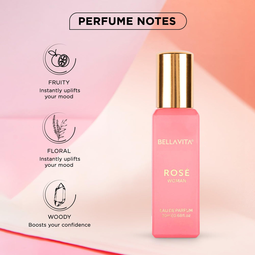 BellaVita Luxury Rose jasmine-amber-vanilla notes create a warm, elegant fragrance.