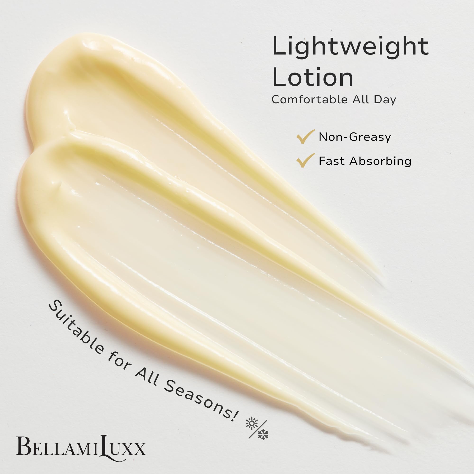 BellamiLuxx bottle pump closeup illustrates easy daily use and quick absorption