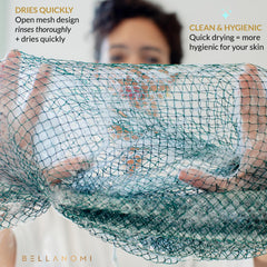 Bellanomi Indigo quick-dry sponge dries fast after shower.