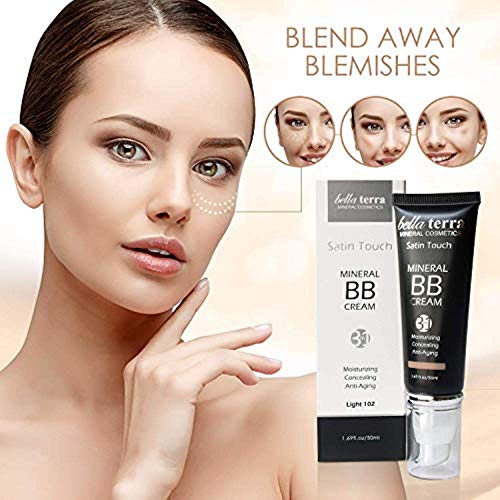Bellaterra Cosmetics BB Cream brush blending demonstrates quick, even complexion without streaks