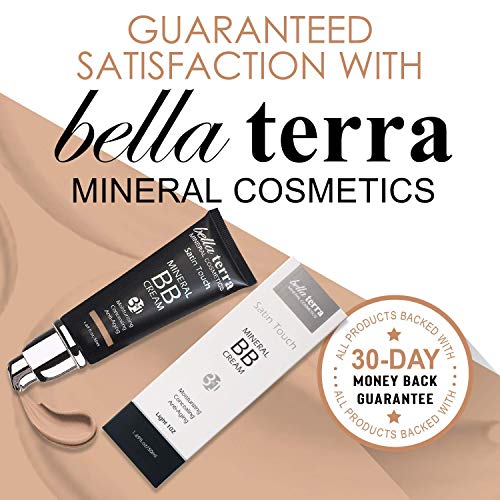 Bellaterra Cosmetics BB Cream spread across cheek showing sheer to medium coverage