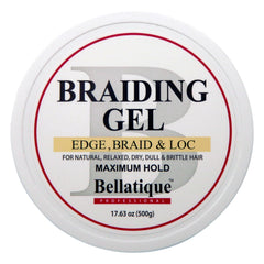 Braided hair shows high-shine finish from Bellatique braiding gel.