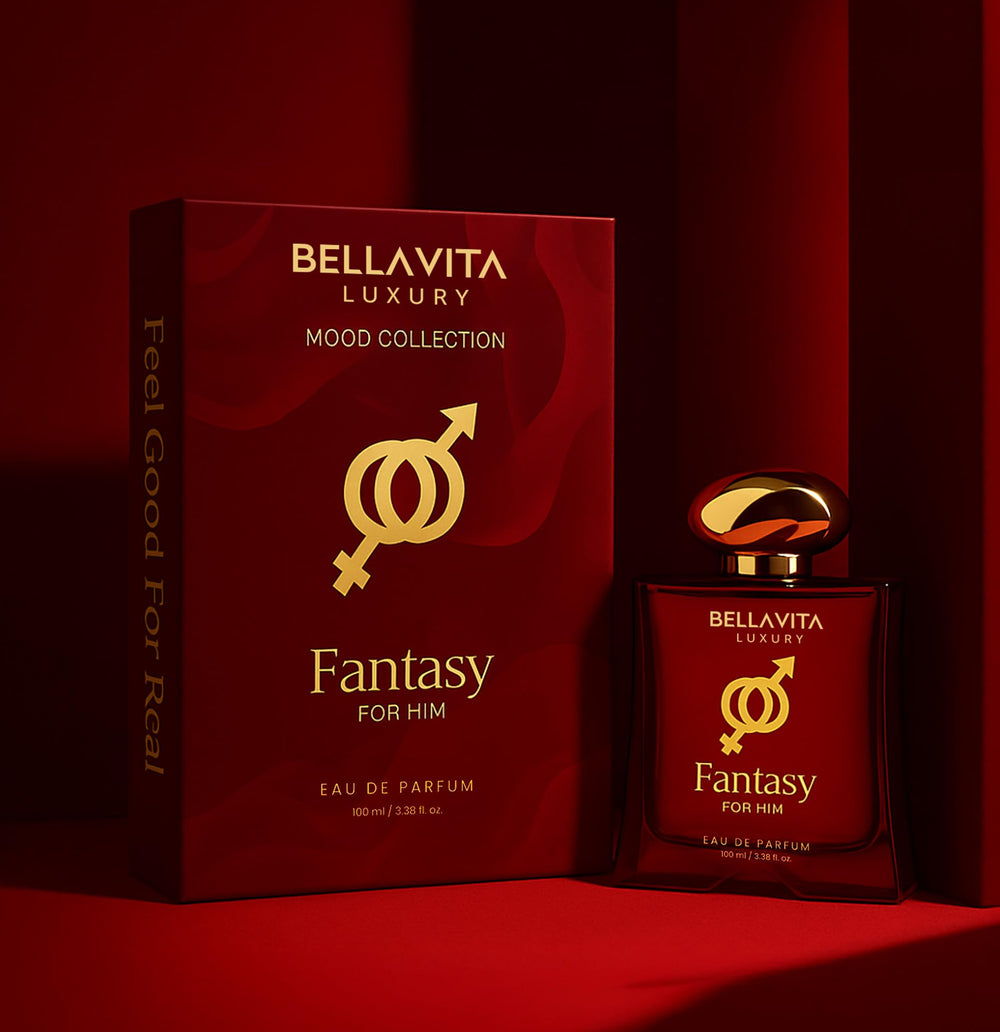 BELLAVITA Fantasy perfume swatch on skin—long-lasting scent that lingers through meetings.