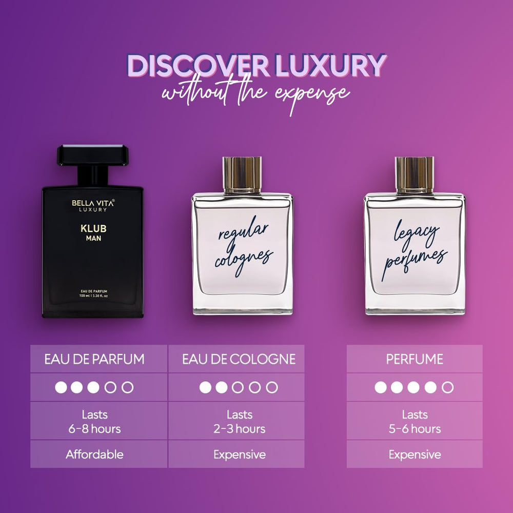 BellaVita KLUB floral heart blends rose and jasmine for refined scent.