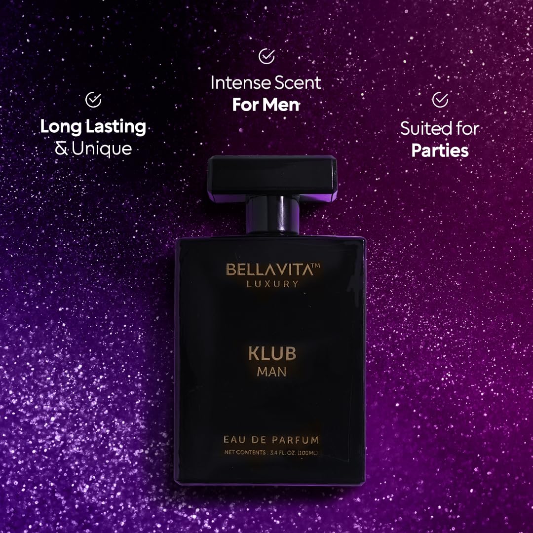 BellaVita KLUB top notes lemon offer a fresh opening.