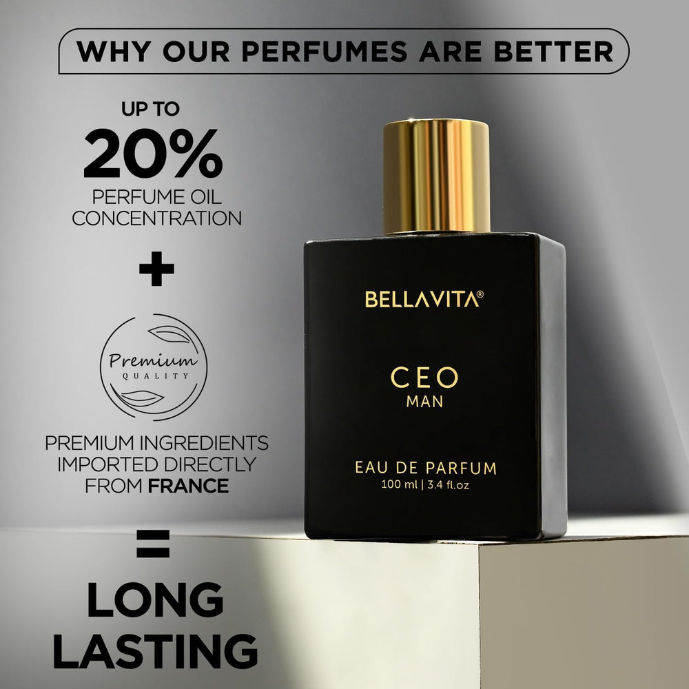 Bella Vita Luxury CEO perfume silhouette under warm lighting for sophistication