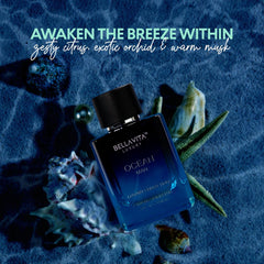 BellaVita Luxury Ocean top-note splash emphasizing crisp bergamot and marine freshness.
