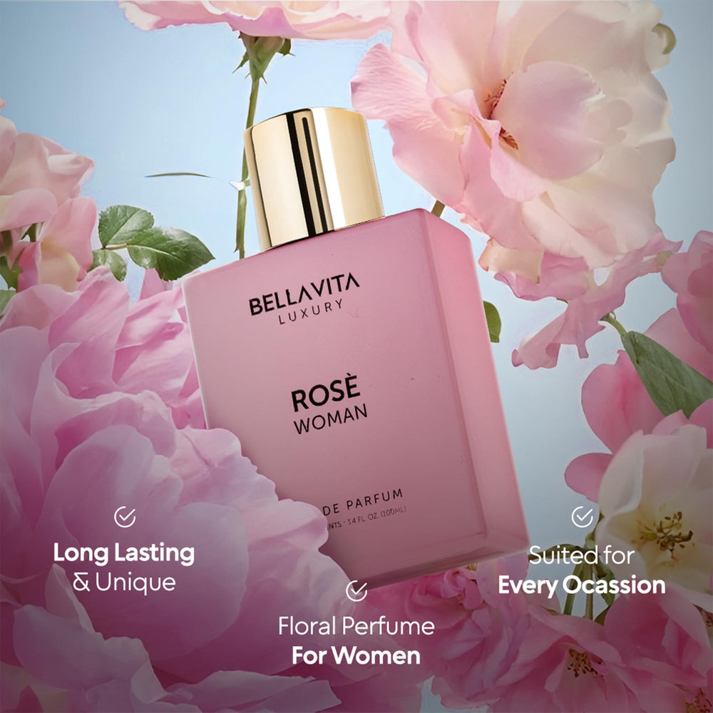 BellaVita Luxury Rose notes highlight rose and jasmine for a romantic scent.
