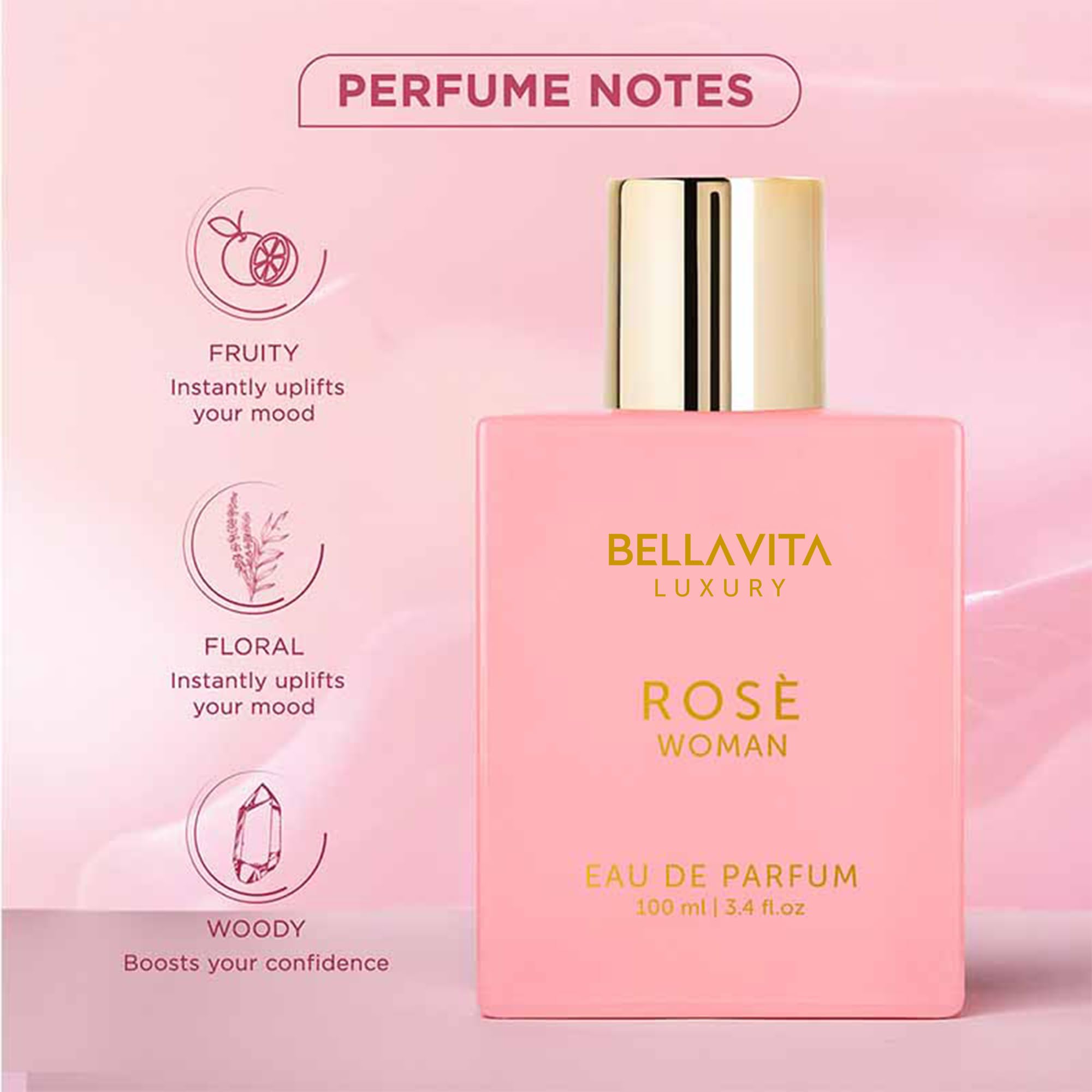 BellaVita Luxury Rose wrist application demonstrates convenient on-skin use with long-lasting scent.