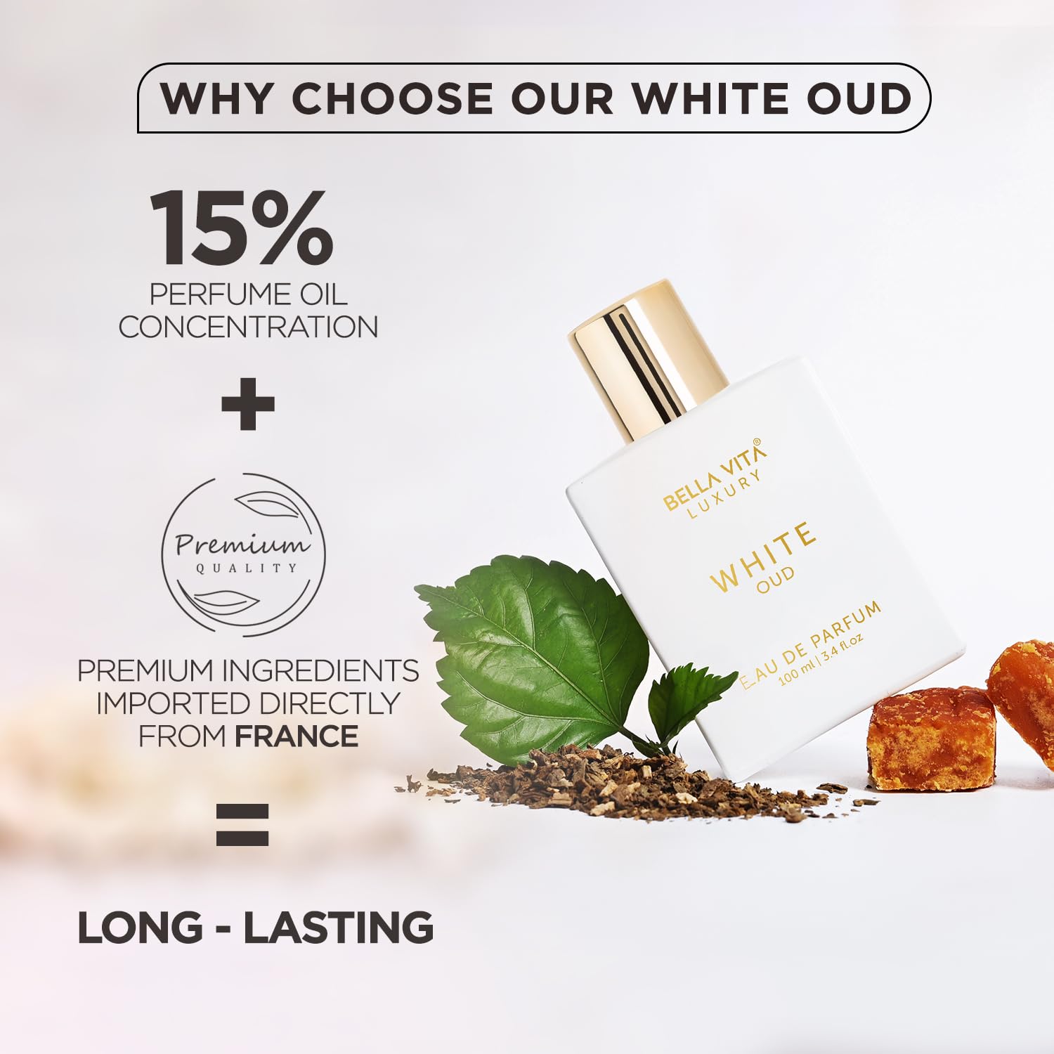 Bella Vita Luxury White Oud bottle angle showing premium packaging design