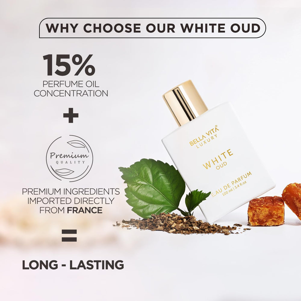 Bella Vita Luxury White Oud bottle angle showing premium packaging design